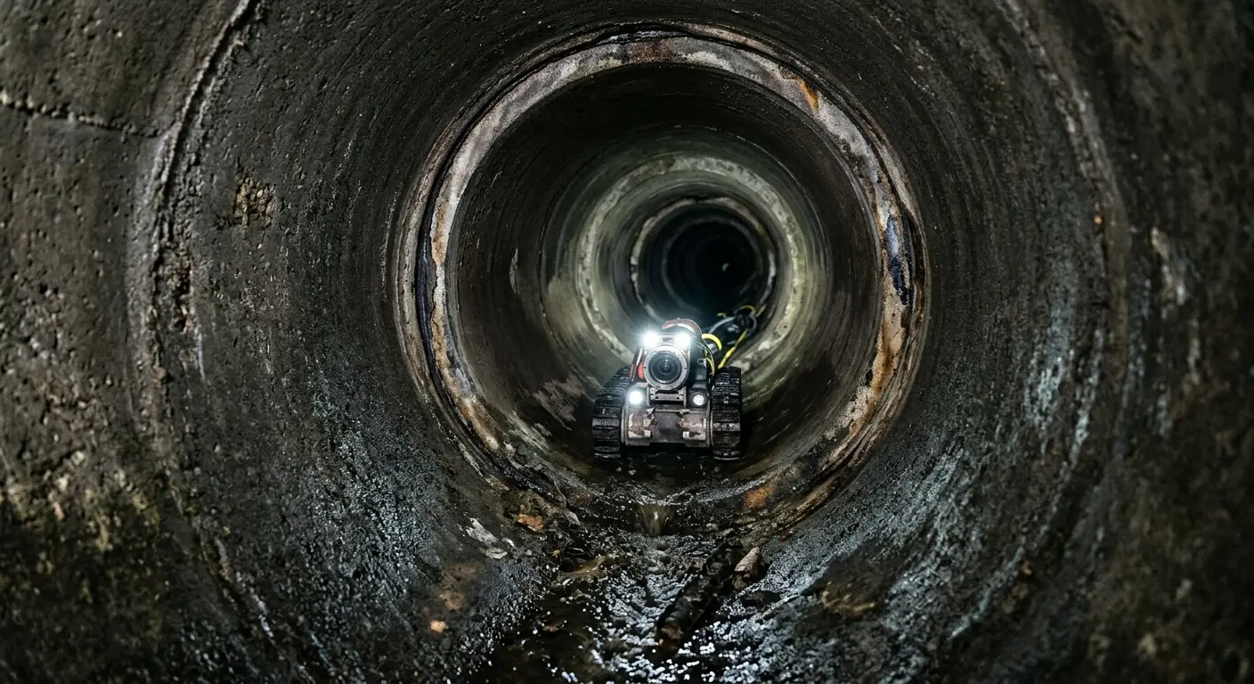 Robotic sewer camera inspecting pipe interior for Drain Snake Service in Newcastle